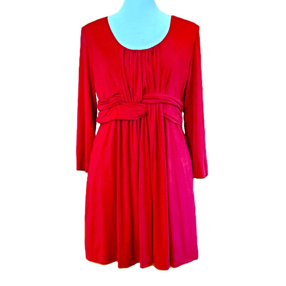 Soma Live Lounge Wear Red 3/4 Sleeve Mini Dress Womens Sz M Soft Stretchy Comfy